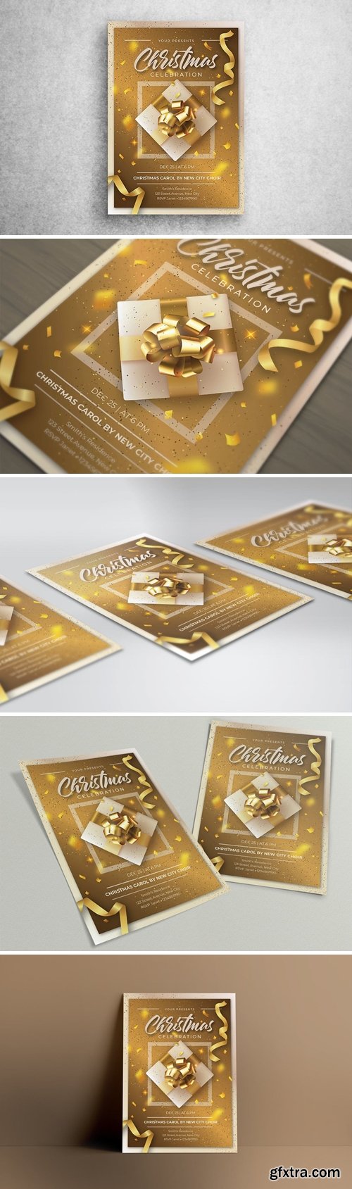 Gold Christmas Celebration Flyers