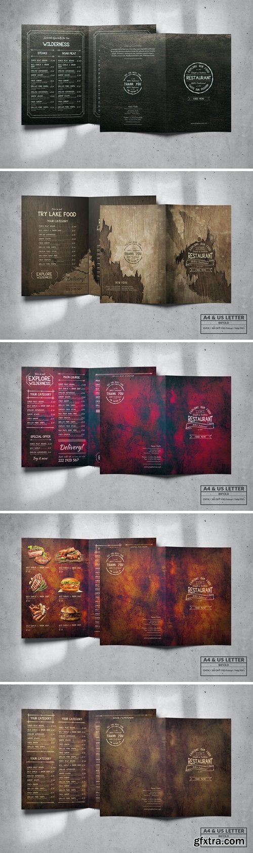 Bifold Food Menu Design A4 & US Letter