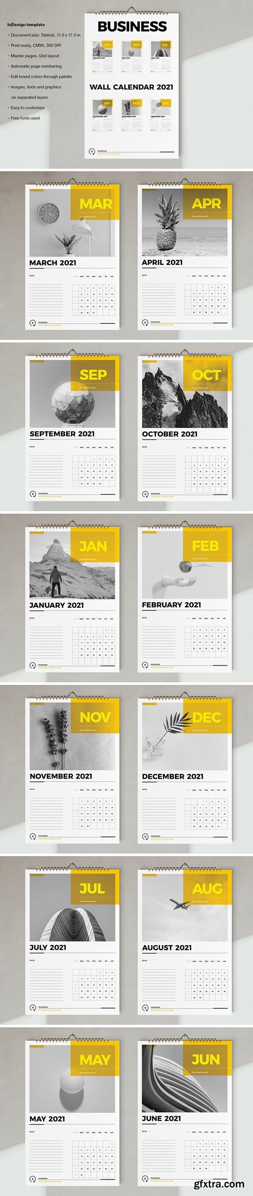 Wall Calendar 2021 Template