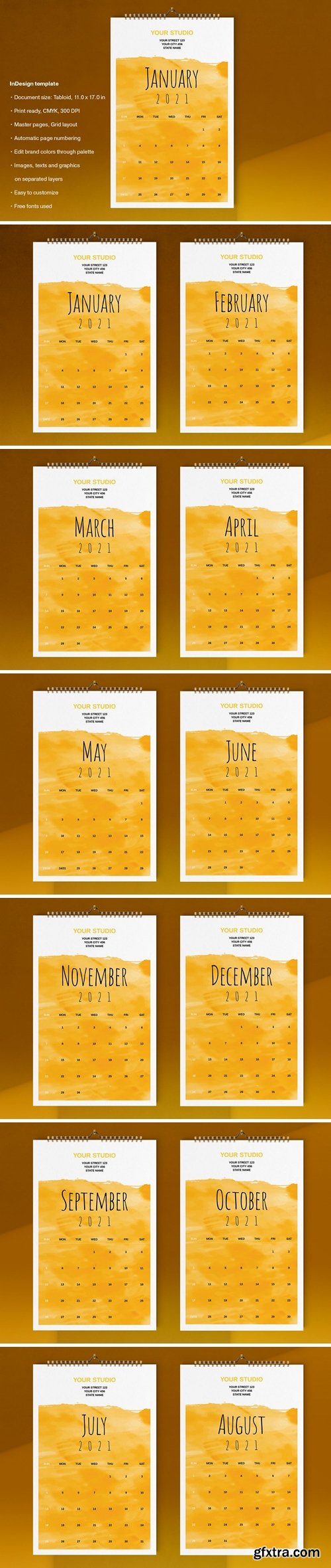 Wall Calendar 2021 Template