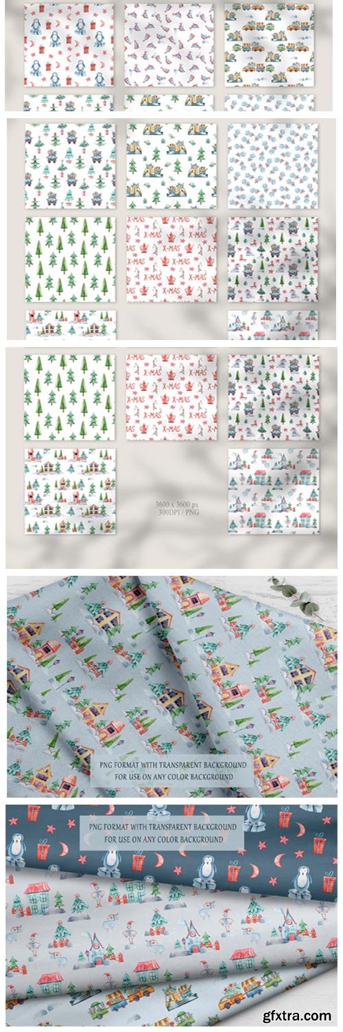 Watercolor Christmas Seamless Patterns 6793589