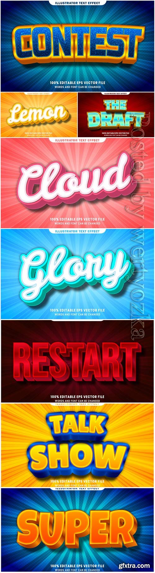 3d editable text style effect vector vol 7