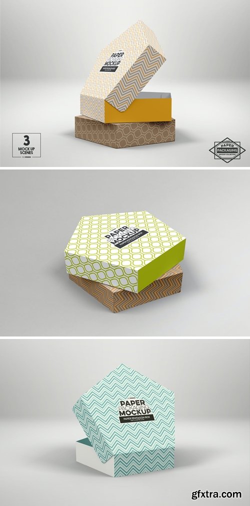 Pentagon Pastry Box Packaging Mockup