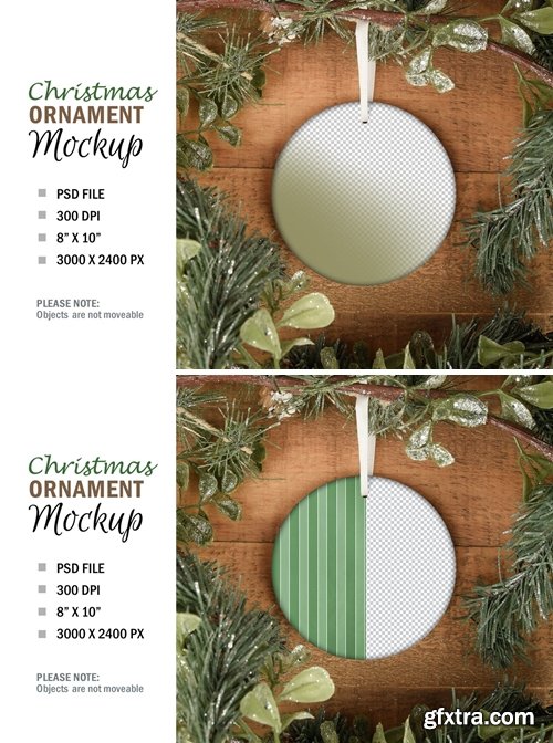 Christmas Round Circle Ornament Mockup