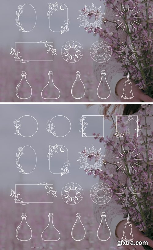 White Decorative Elements Illustrations, Frames.