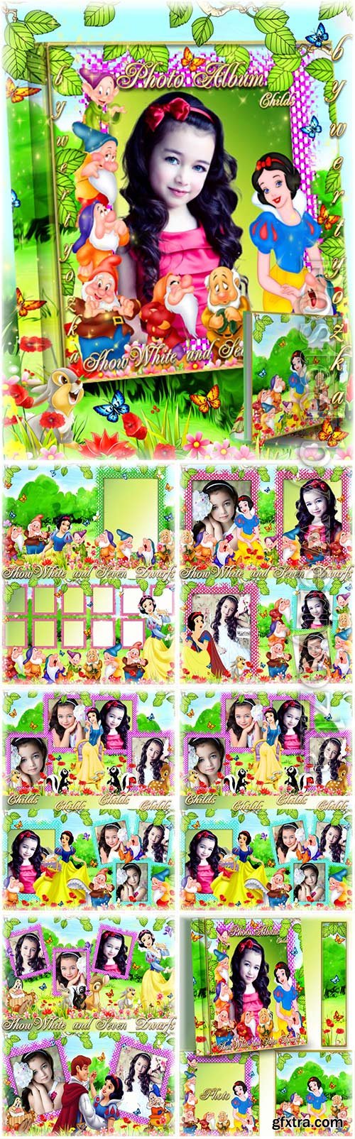 Children's photo album with snow white and gnomes