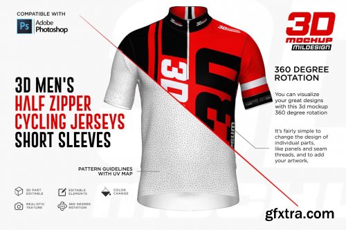 CreativeMarket - 3D Men's Halfzipper Jerseys SS 5270596