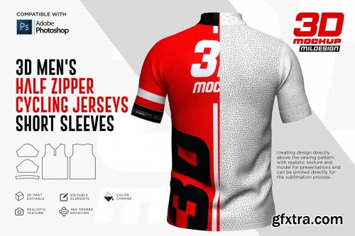 CreativeMarket - 3D Men's Halfzipper Jerseys SS 5270596