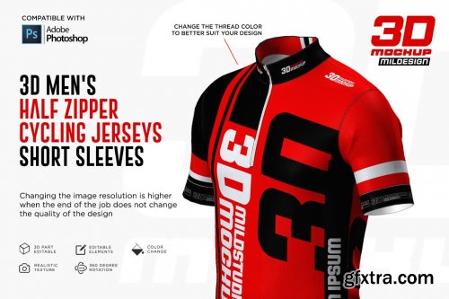 CreativeMarket - 3D Men's Halfzipper Jerseys SS 5270596