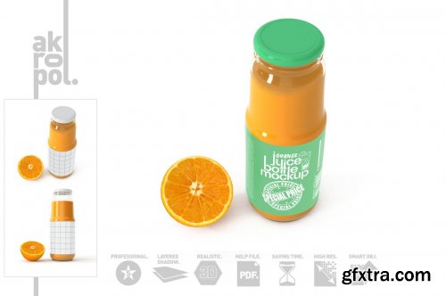 CreativeMarket - Orange juice Bottle Mock up 4542469