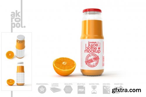 CreativeMarket - Orange juice Bottle Mock up 4542469