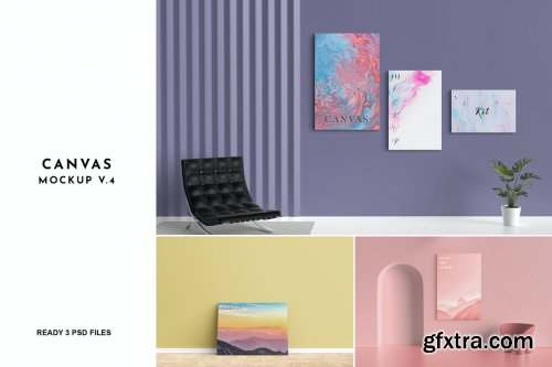 3 Psd Canvas Mockup V.4