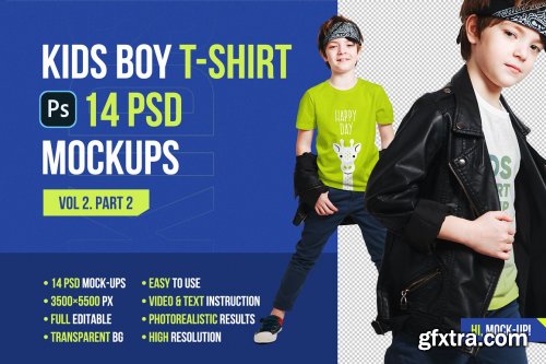 CreativeMarket - Kids Boy T-Shirt Mockups Vol2 Part-2 5336717