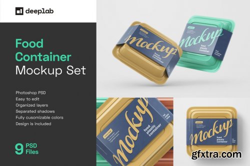 CreativeMarket - Plastic Food Container Mockup Set 5548996