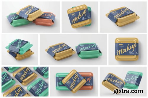 CreativeMarket - Plastic Food Container Mockup Set 5548996