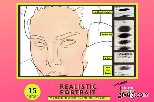 CreativeMarket - Procreate Realistic Portrait Brushes 5490552