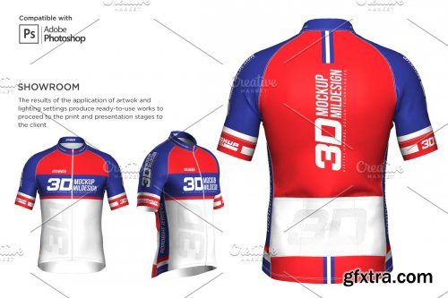 CreativeMarket - 3D Men's Cycling Jersey Fullzip SS 5556411