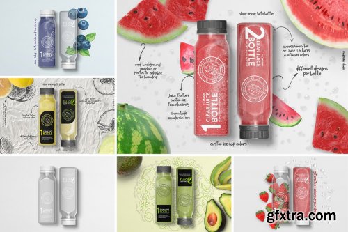 CreativeMarket - Clear Juice Smoothie Bottle Mockup 5580128