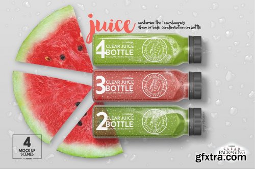 CreativeMarket - Clear Juice Smoothie Bottle Mockup 5580128