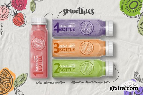 CreativeMarket - Clear Juice Smoothie Bottle Mockup 5580128