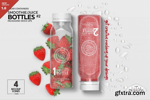 CreativeMarket - Clear Juice Smoothie Bottle Mockup 5580128