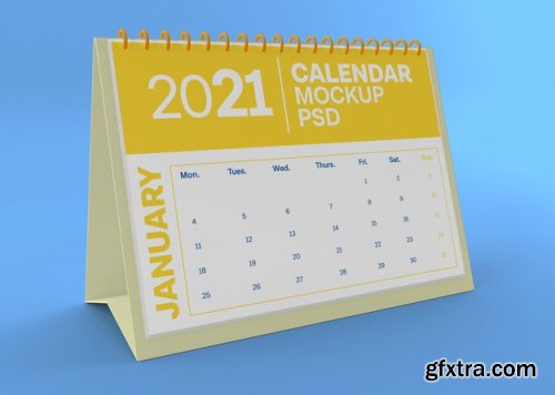 Horizontal desk calendar mockup