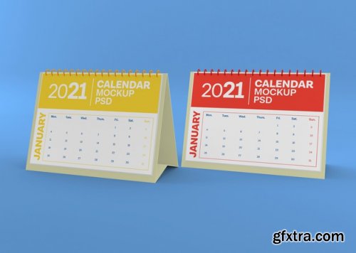 Horizontal desk calendar mockup