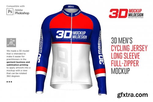 CreativeMarket - 3D Men's Cycling Jersey Fullzip LS 5556480