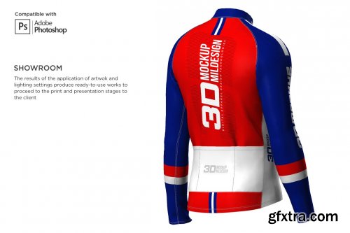 CreativeMarket - 3D Men's Cycling Jersey Fullzip LS 5556480