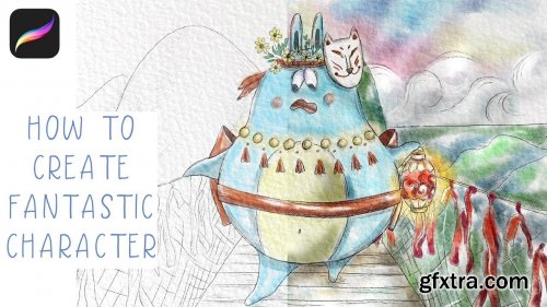  How to paint fantastic character in watercolor style in Procreate - create your own cute creature