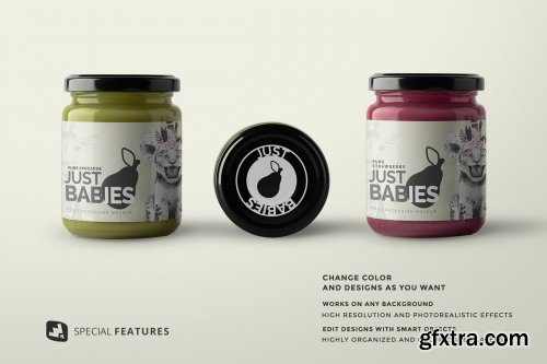 CreativeMarket - Organic Baby Food Packaging Mockup 4792961