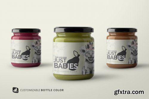 CreativeMarket - Organic Baby Food Packaging Mockup 4792961