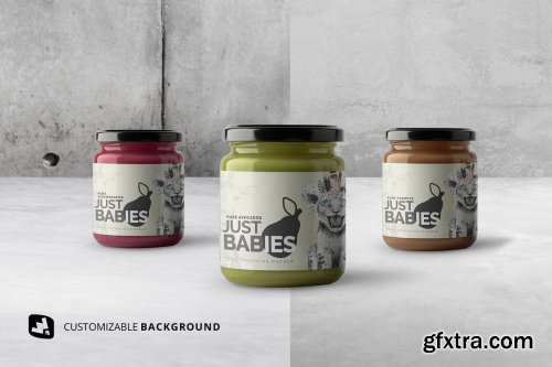 CreativeMarket - Organic Baby Food Packaging Mockup 4792961