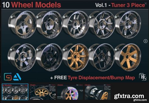 ArtStation - 10 Wheels Rims Models – Tuner 3 Piece Vol 01