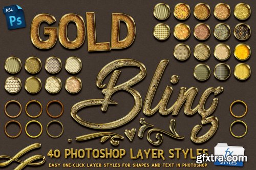 CreativeMarket - Gold Bling Photoshop Layer Styles 5115006