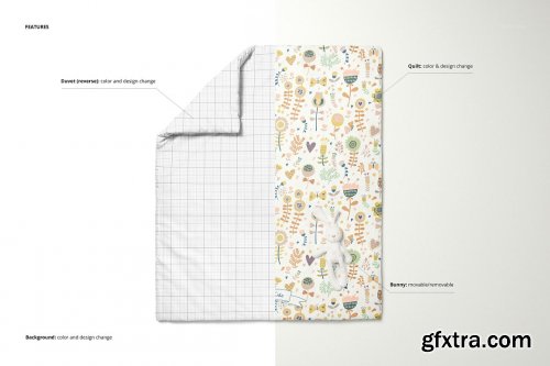 CreativeMarket - Baby Duvet Cover Mockup Set 5258283