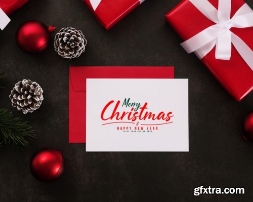 Merry Christmas greeting card mockup