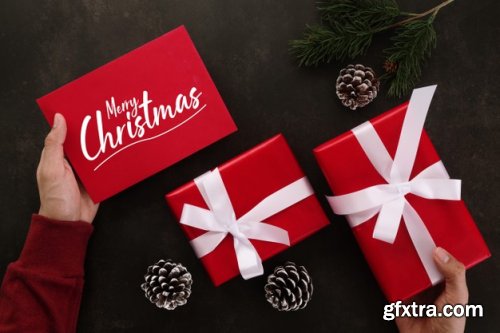 Merry Christmas greeting card mockup