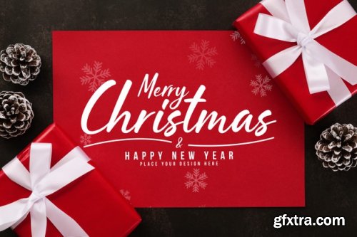 Merry Christmas greeting card mockup