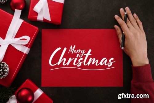 Merry Christmas greeting card mockup