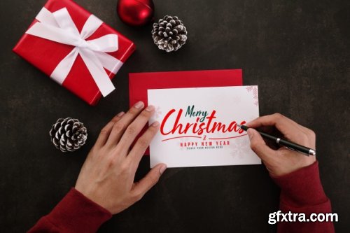 Merry Christmas greeting card mockup