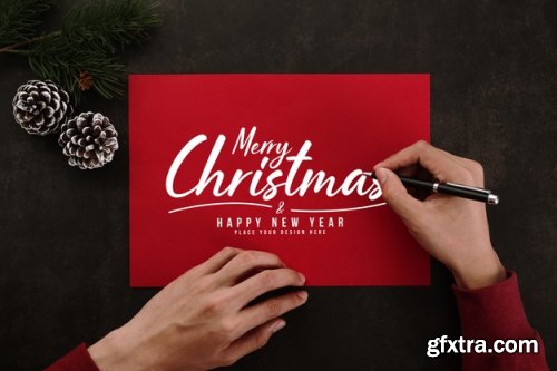 Merry Christmas greeting card mockup