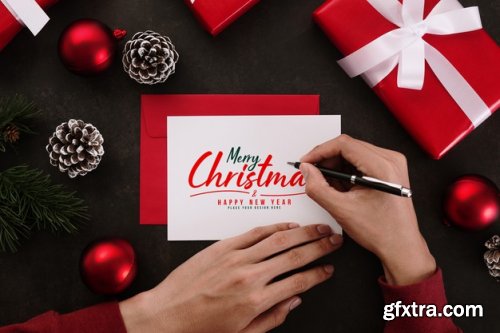 Merry Christmas greeting card mockup