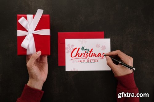 Merry Christmas greeting card mockup