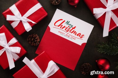 Merry Christmas greeting card mockup