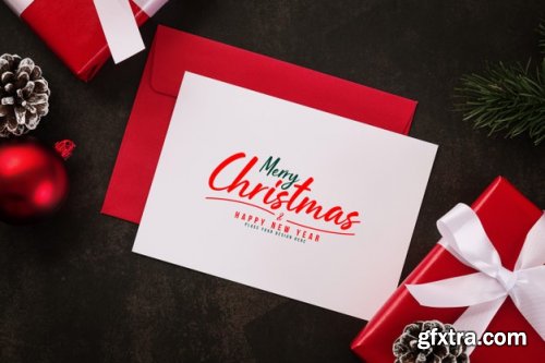 Merry Christmas greeting card mockup