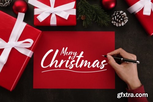 Merry Christmas greeting card mockup