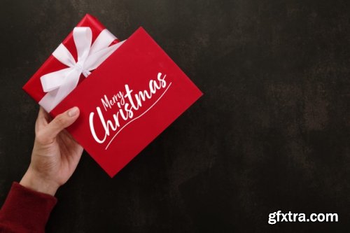 Merry Christmas greeting card mockup