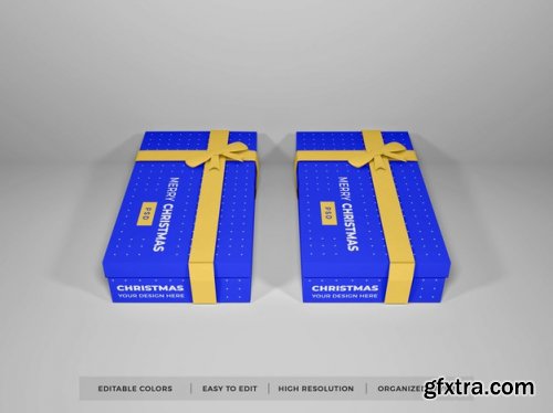 Christmas gift box with ribbon mockup 2