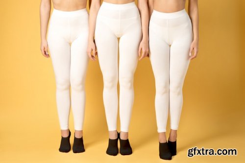 Close up on women wearing leggings mockup